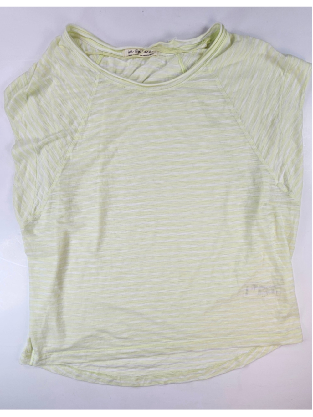 Free People We The Free Womens Small Neon Lime Striped Oversized Slub Tee